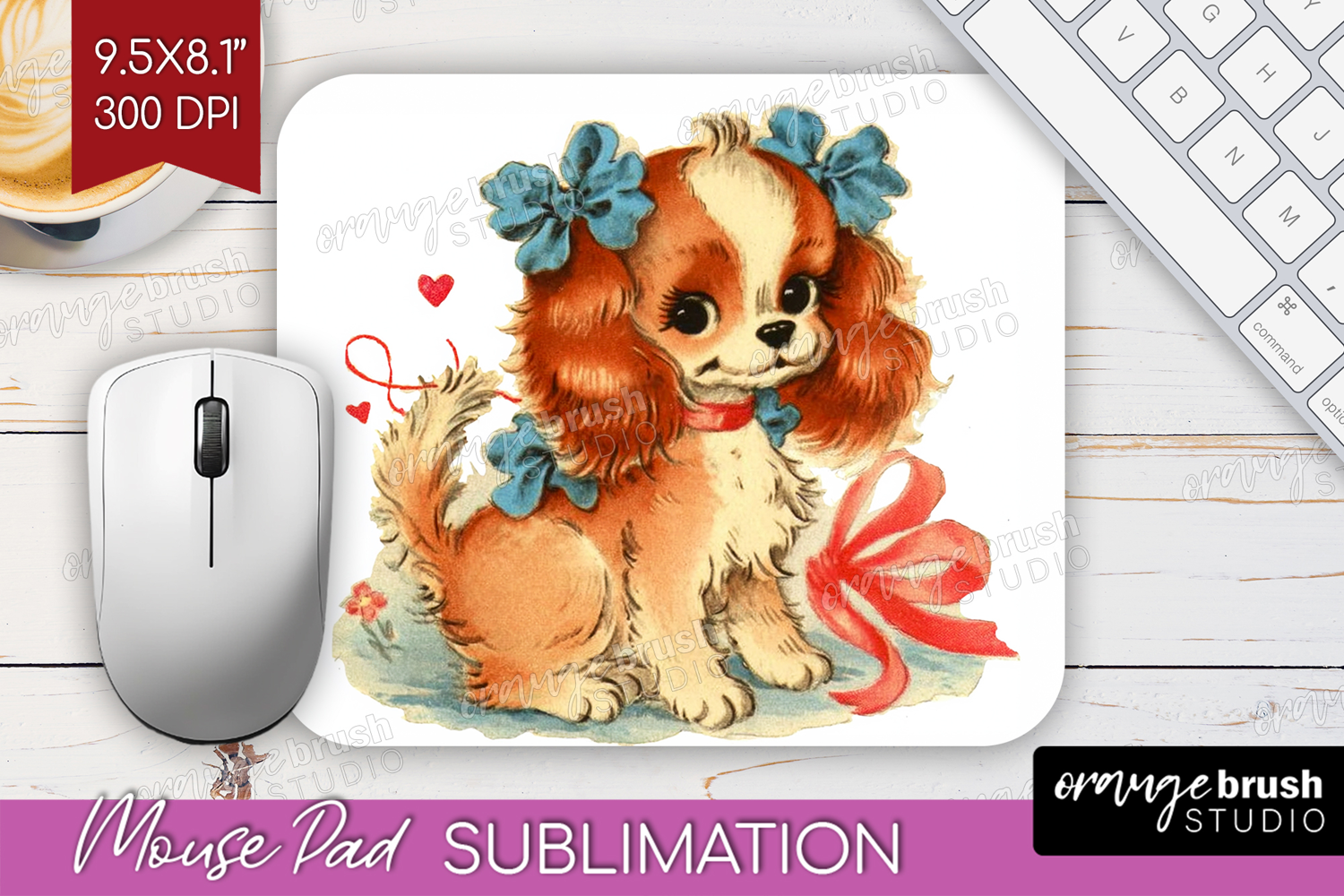 Vintage Valentines Day Mouse Pad Sublimation - Retro Animal product image 1