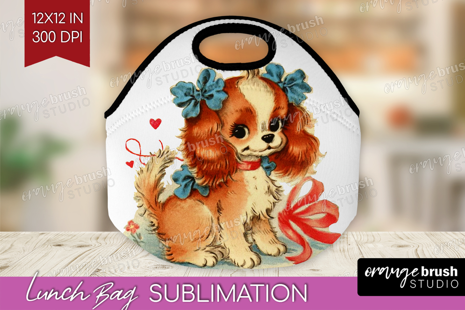Vintage Valentines Day Lunch Bag - Retro Animal Lunch Bug product image 1