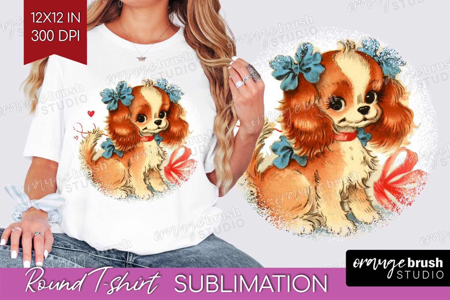 Vintage Valentines Day Round Tshirt Background - Retro PNG product image 1