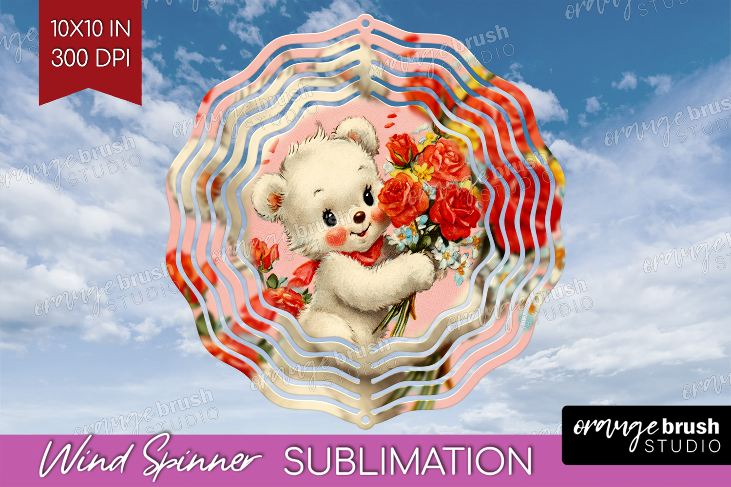 Vintage Valentines Day Wind Spinner Sublimation PNG - Retro product image 1