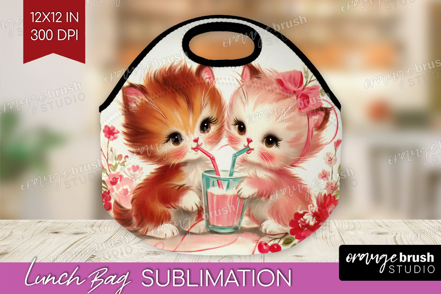Vintage Valentines Day Lunch Bag - Retro Animal Lunch Bug product image 1