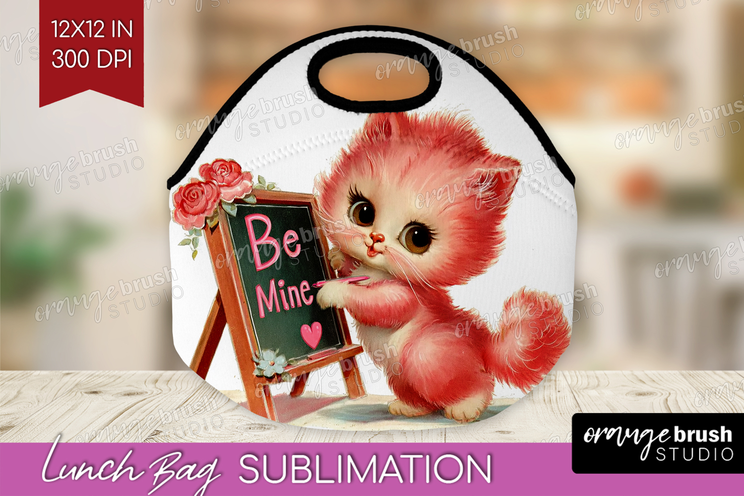 Vintage Valentines Day Lunch Bag - Retro Animal Lunch Bug product image 1