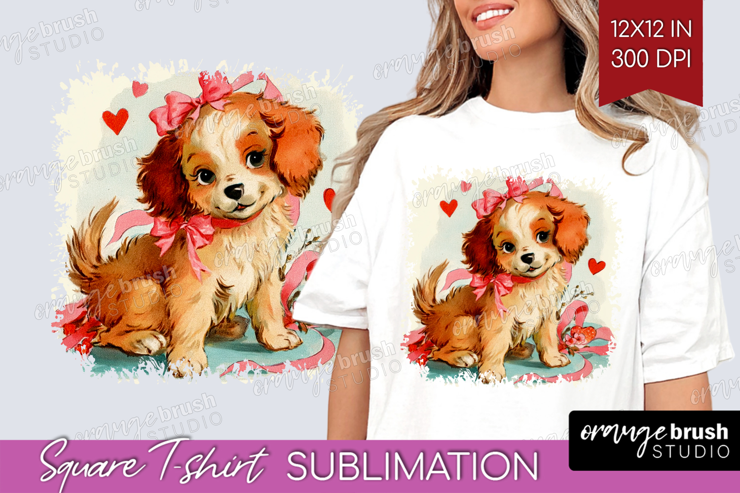 Vintage Valentines Day Square Tshirt Background - Retro PNG product image 1