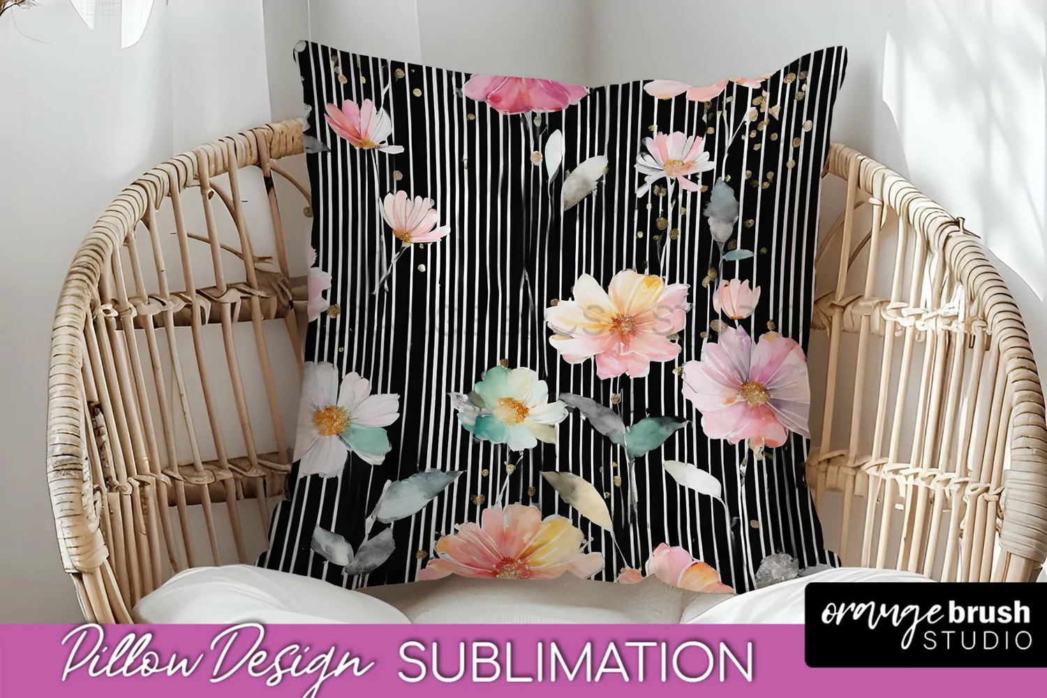Watercolor Flowers Pillow Cover - Summer Pillow Sublimation product image 1