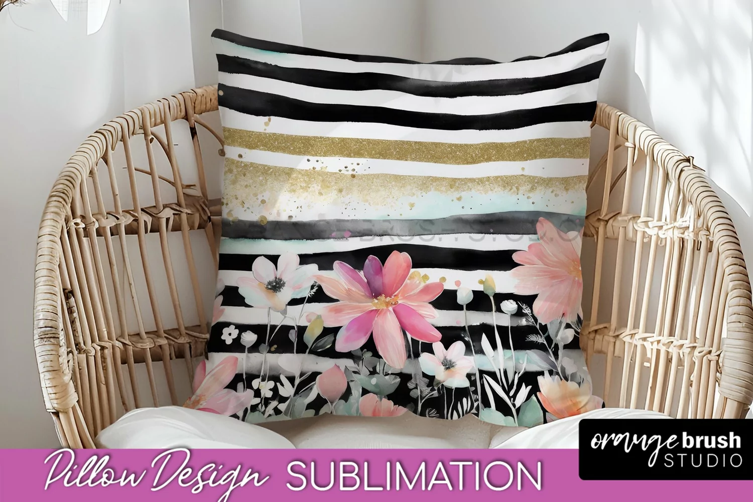Watercolor Flowers Pillow Cover - Summer Pillow Sublimation product image 1