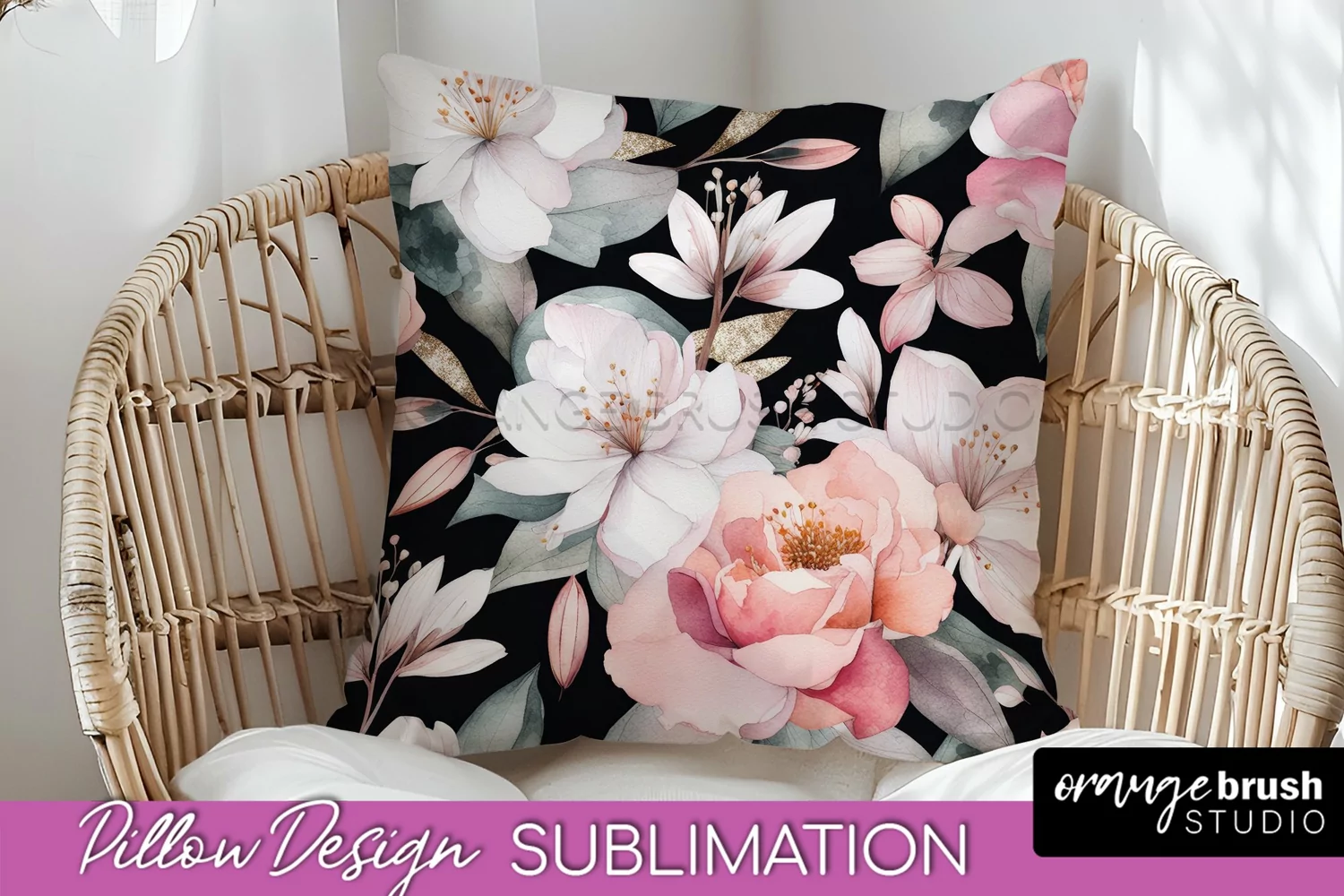 Watercolor Flowers Pillow Cover - Summer Pillow Sublimation product image 1