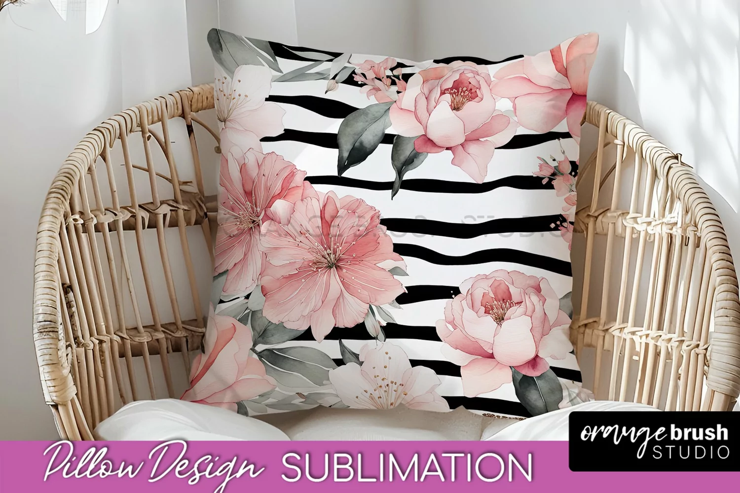 Watercolor Flowers Pillow Cover - Summer Pillow Sublimation product image 1