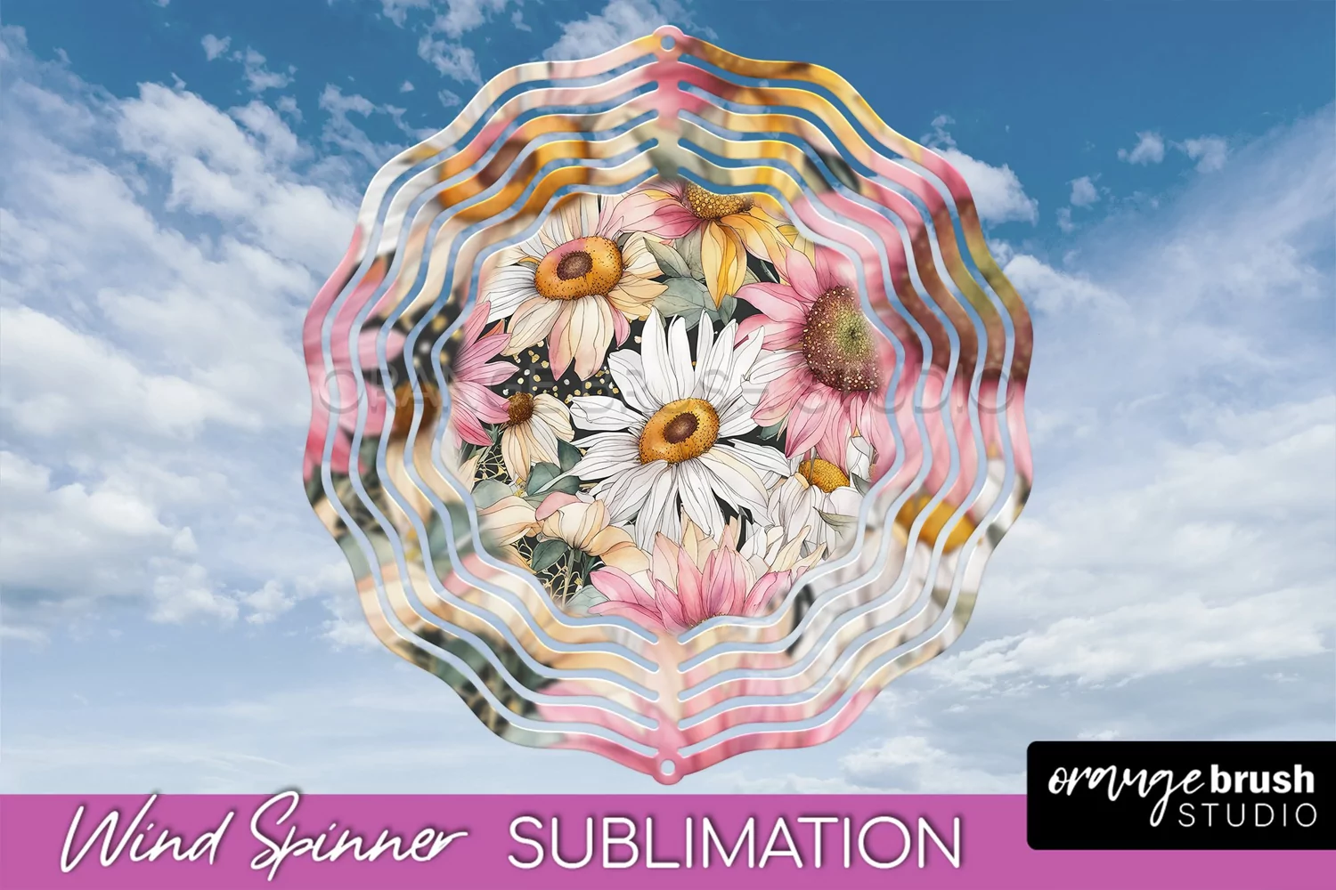 Pink Flowers Wind Spinner - Summer Wind Spinner Sublimation product image 1