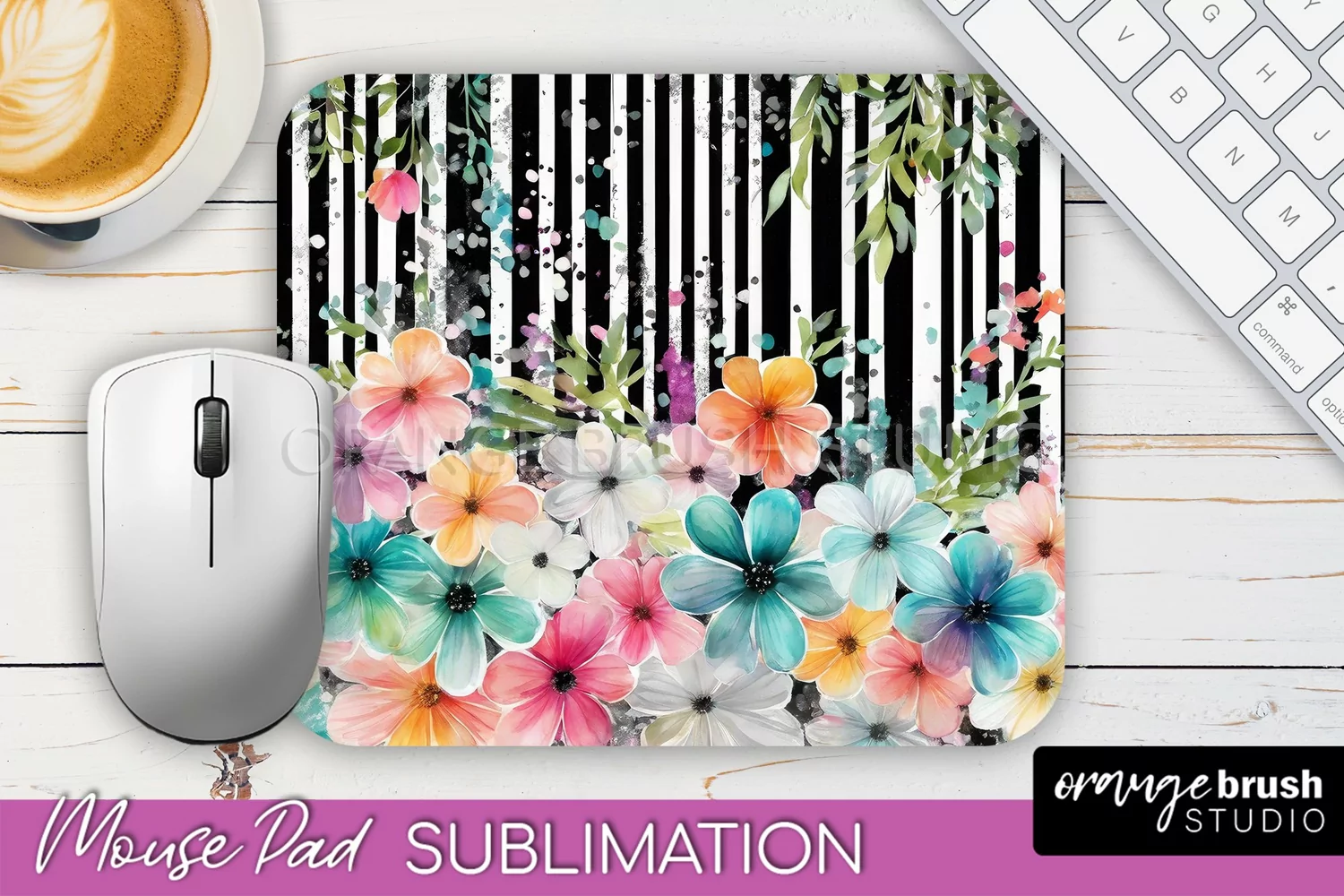 Floral Mouse Pad PNG - Pink Flowers Mousepad Sublimation product image 1