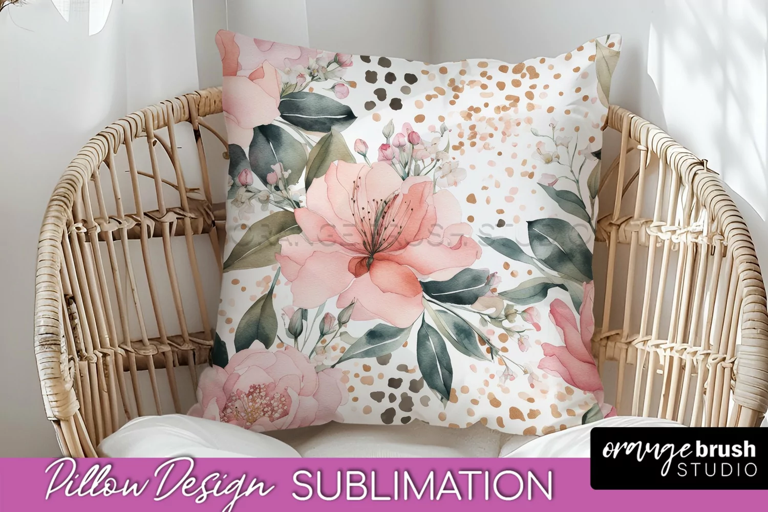 Watercolor Flowers Pillow Cover - Summer Pillow Sublimation product image 1