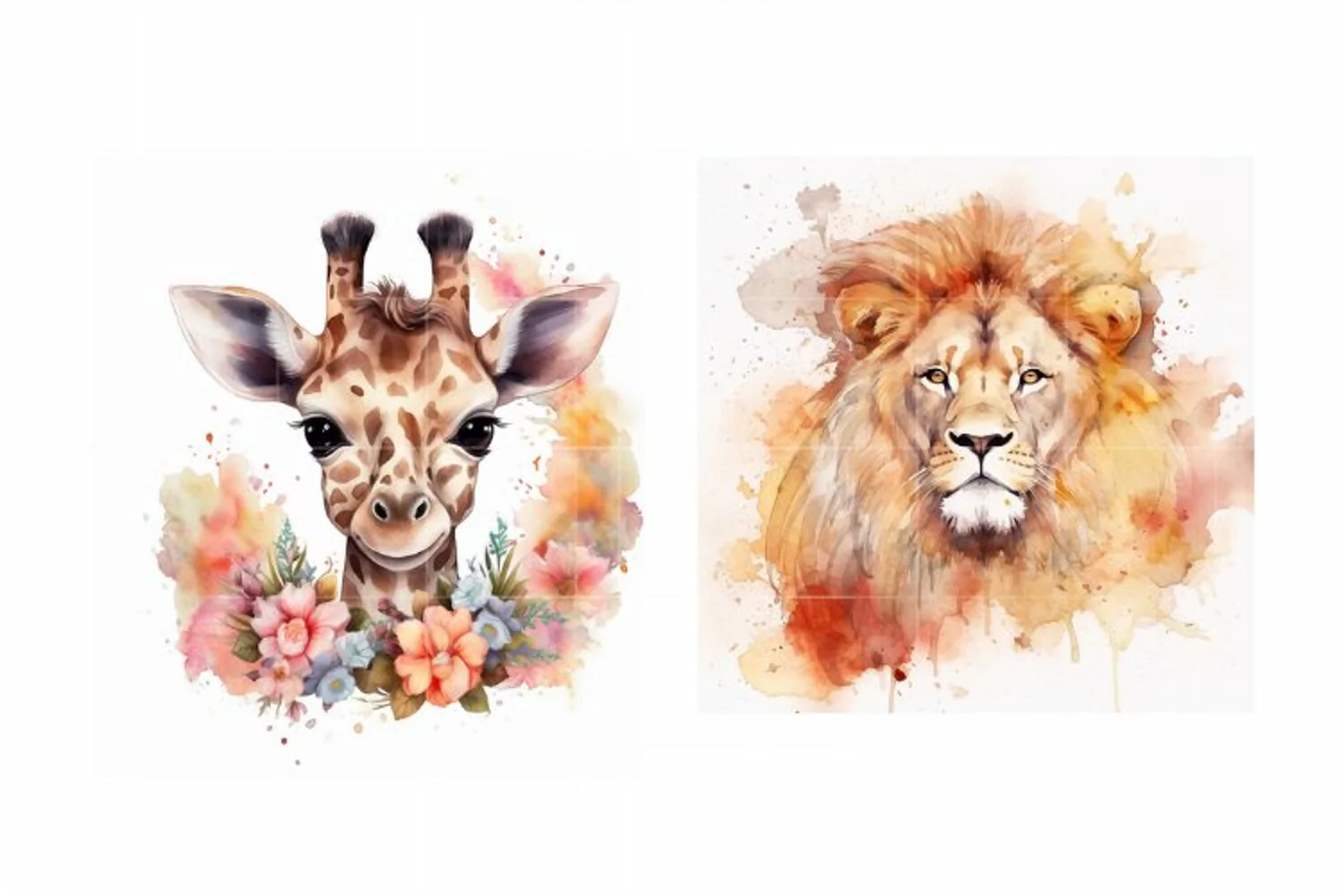 Cute Animals Watercolor clipart| Wild Animals Illustrations product image 1