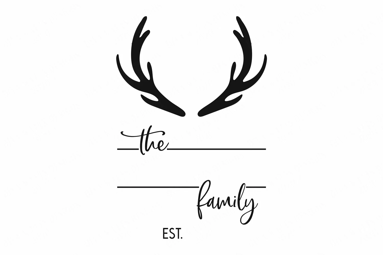Family Monogram / Last Name File with Deer Antlers - Rustic product image 1