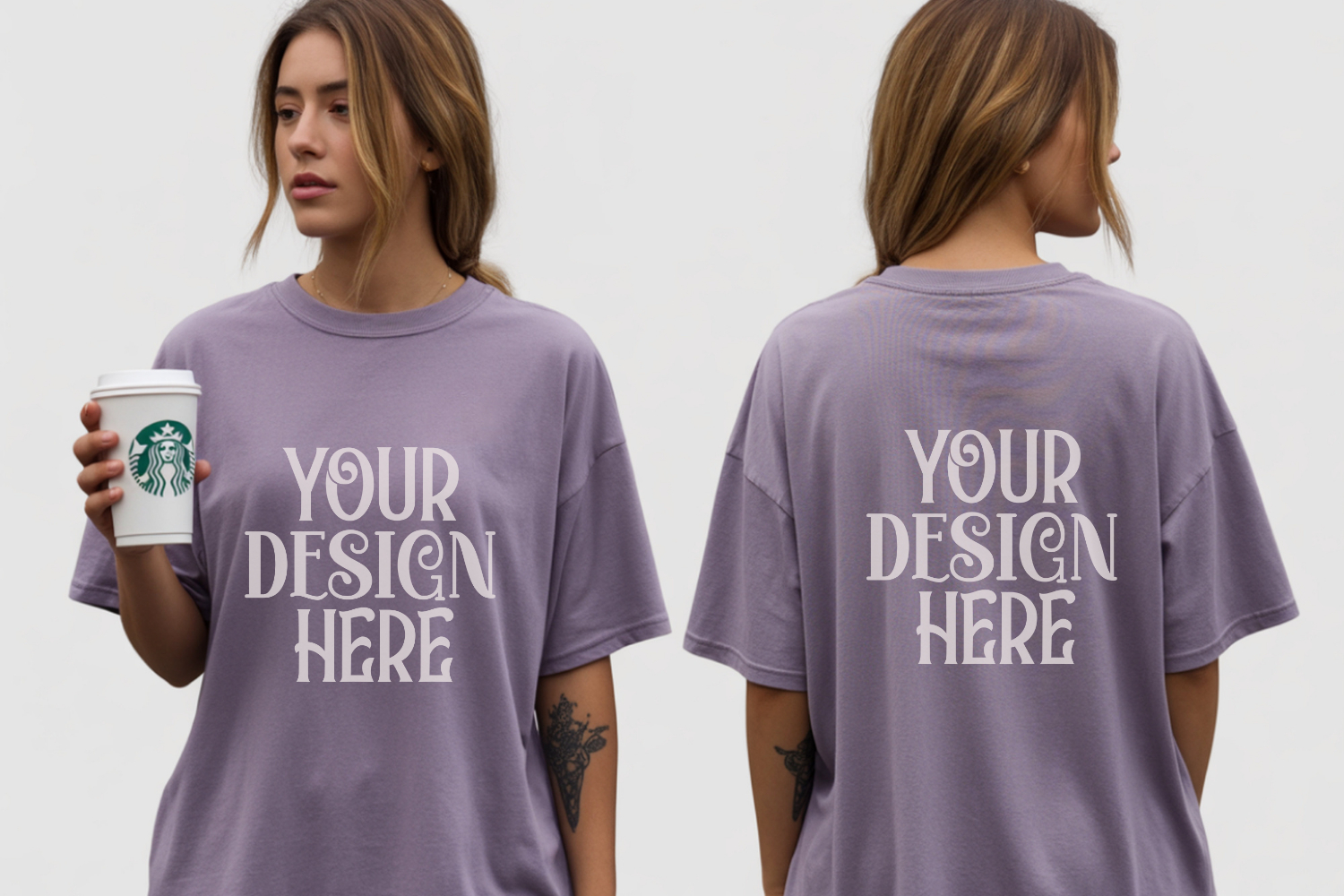 Violet Comfort Colors 1717 Front & back T shirt Mockup product image 1