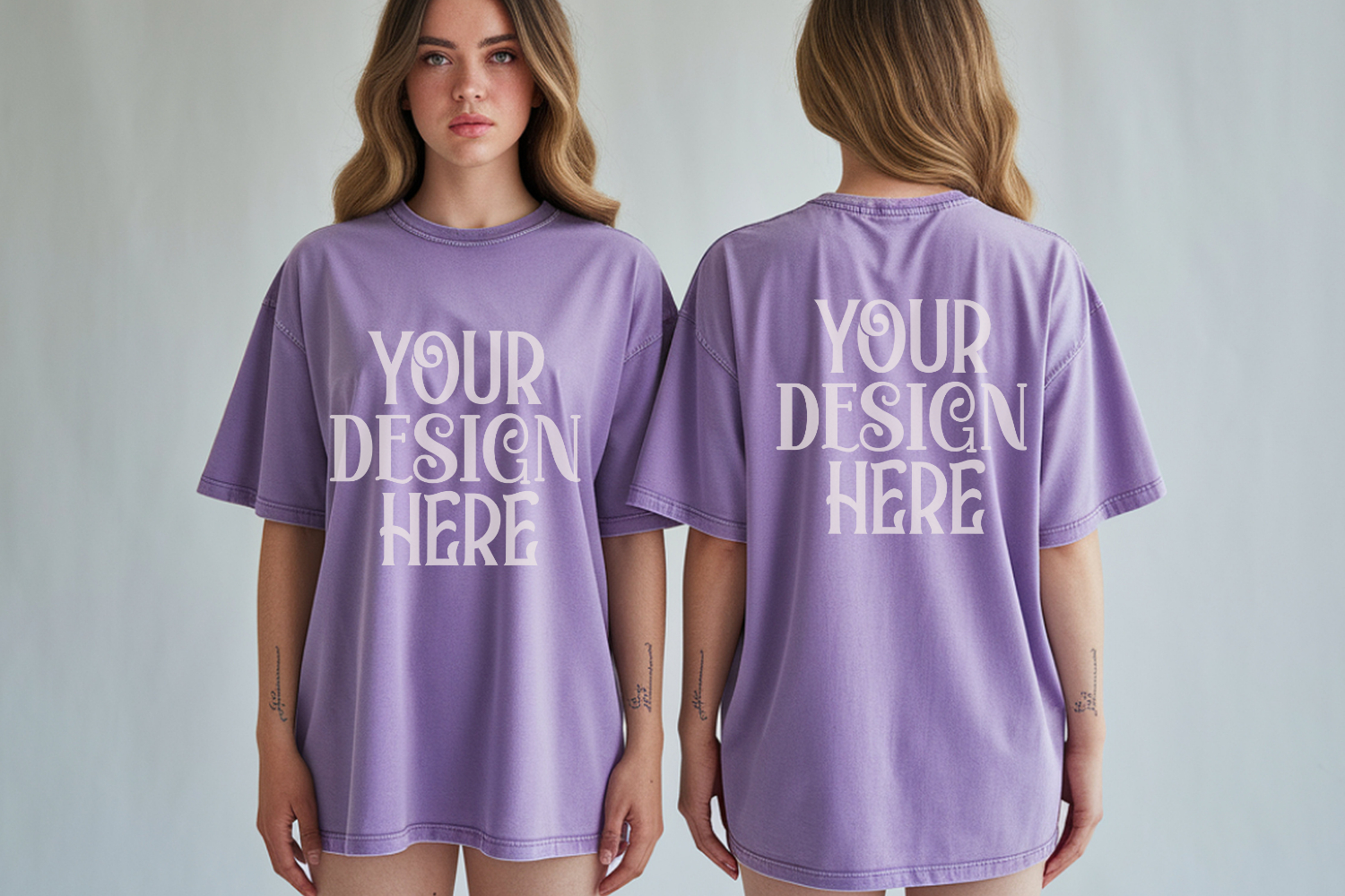 Violet Comfort Colors 1717 Front & back T shirt Mockup product image 1