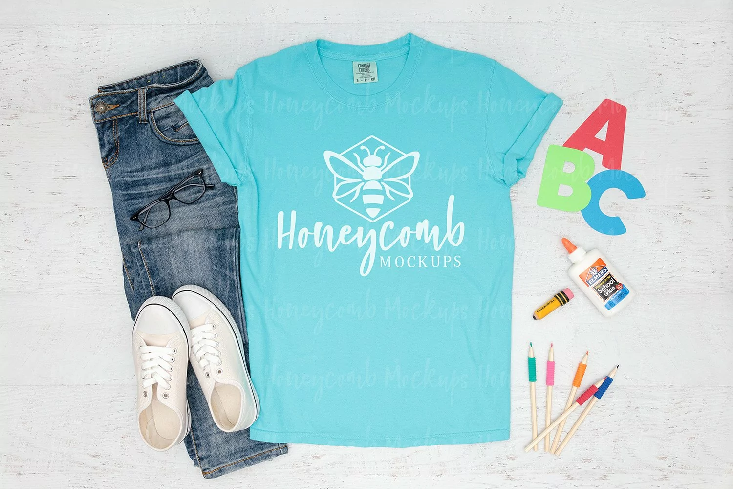 Comfort Colors 1717 Lagoon Mockup, Teacher T-Shirt Mockup product image 1