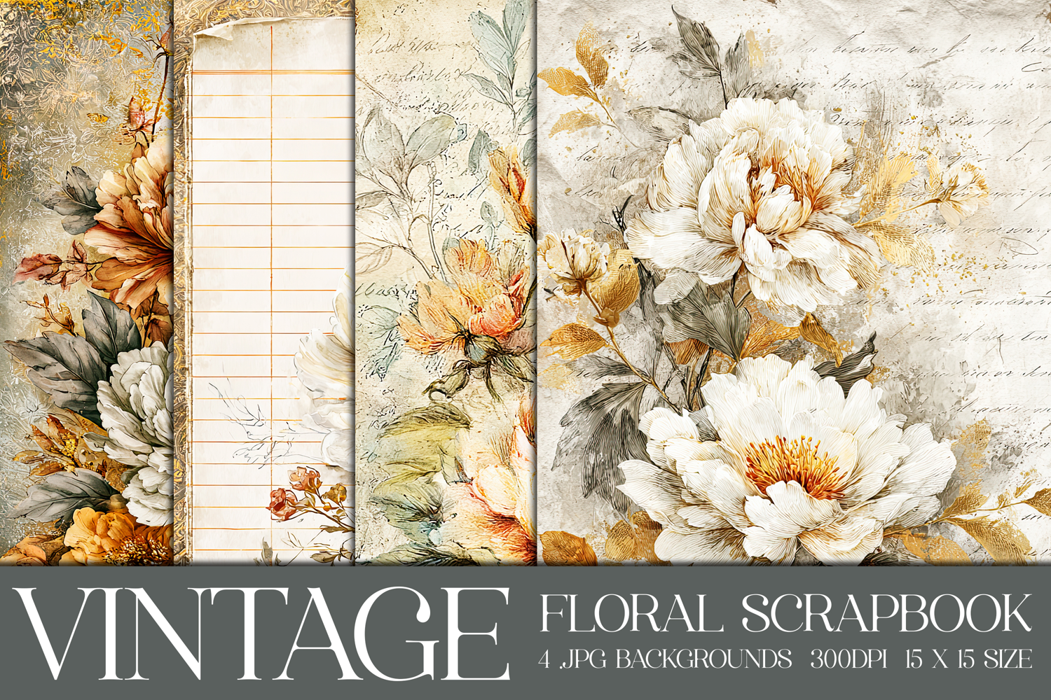 Vintage Floral Background, Floral Scrapbook Backgrounds, s2 product image 1
