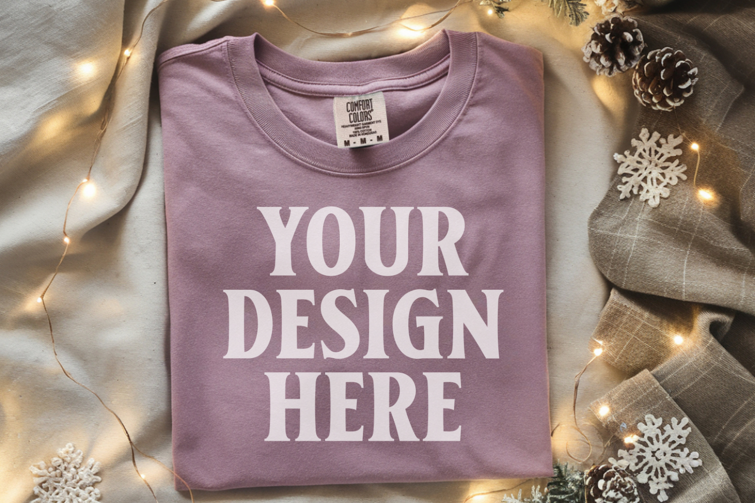 Orchid Comfort Colors 1717 Christmas Folded T-Shirt Mockup product image 1