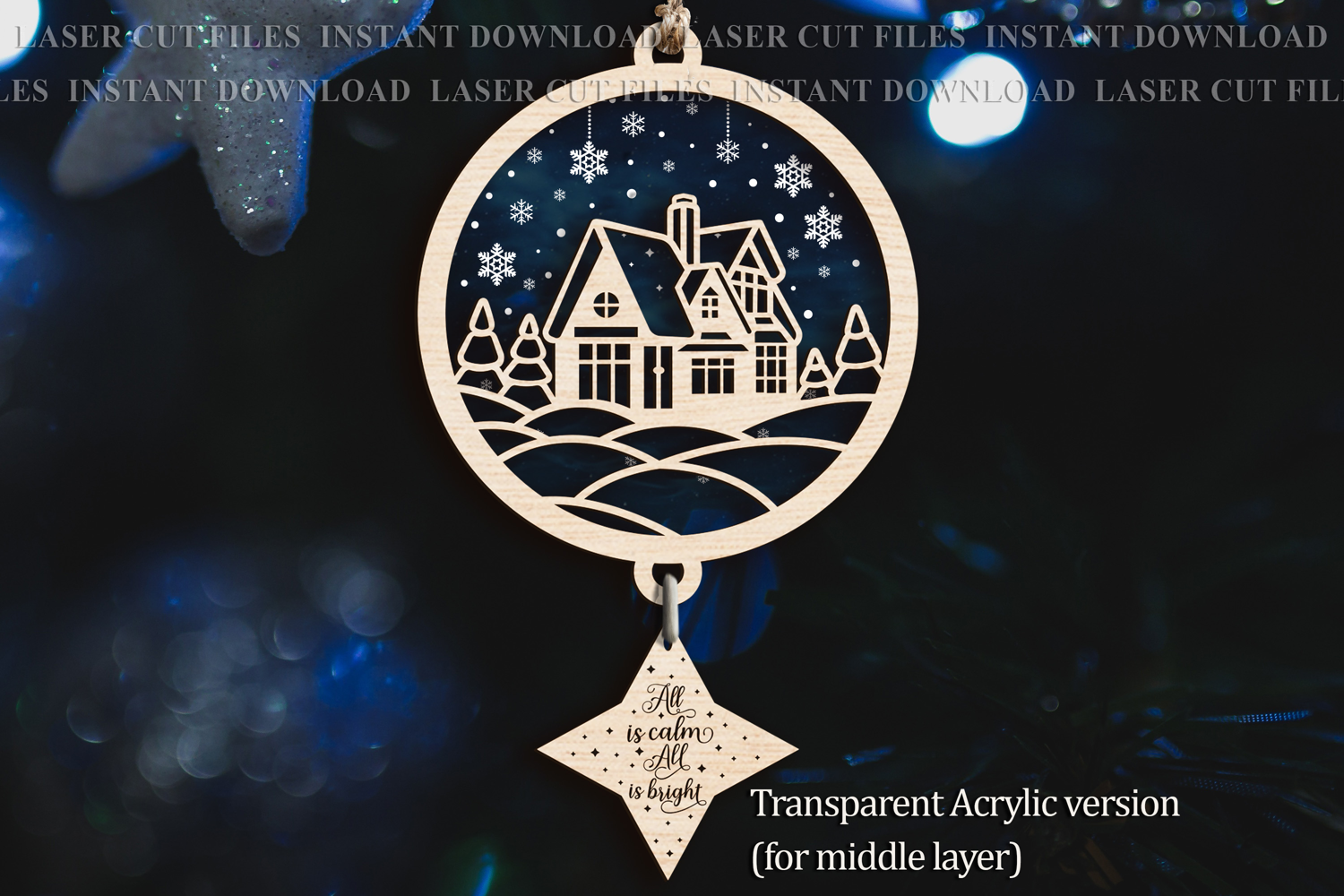 House words Christmas Suncatcher Ornament svg product image 1
