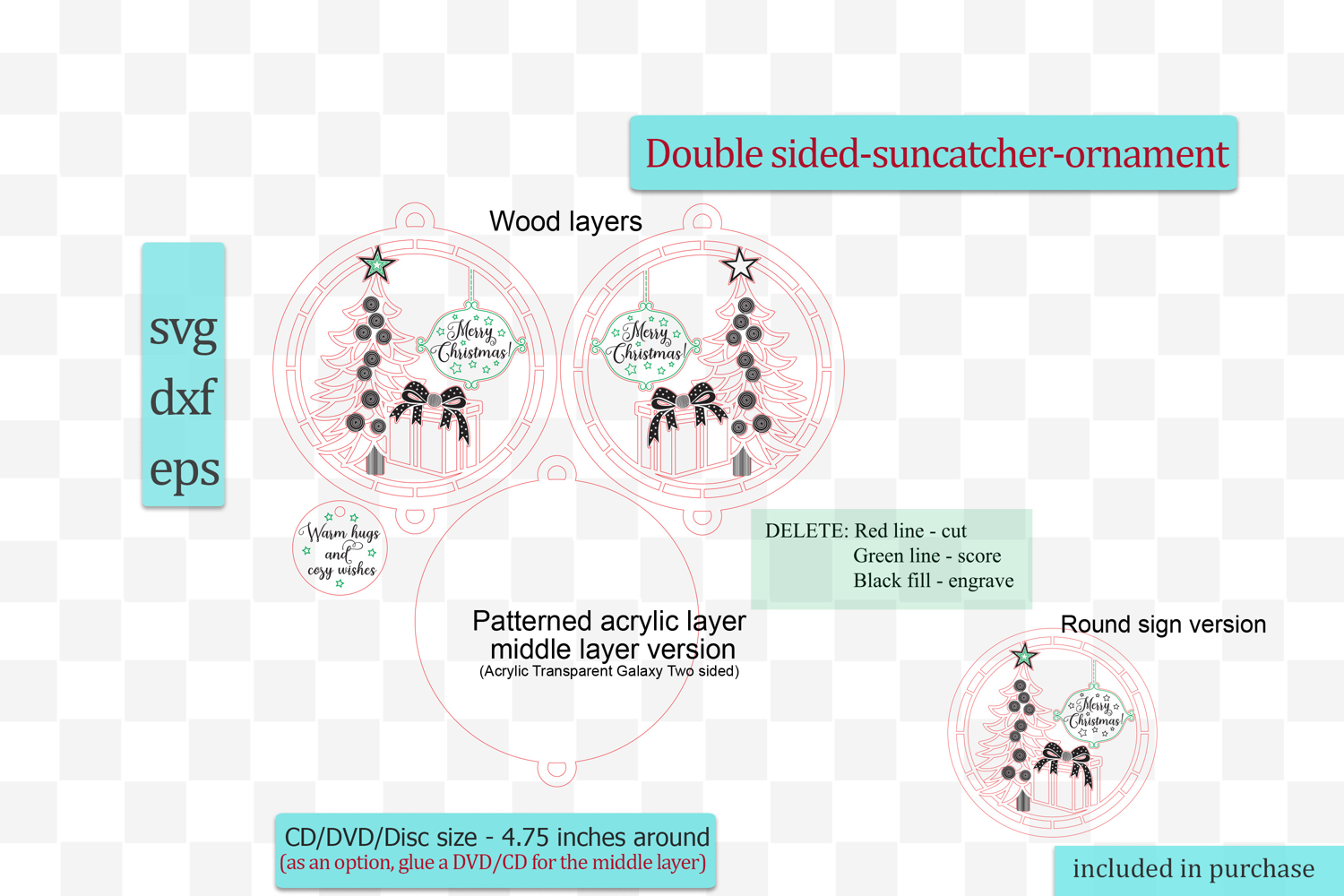 Christmas tree with present words Suncatcher Ornament svg product image 1