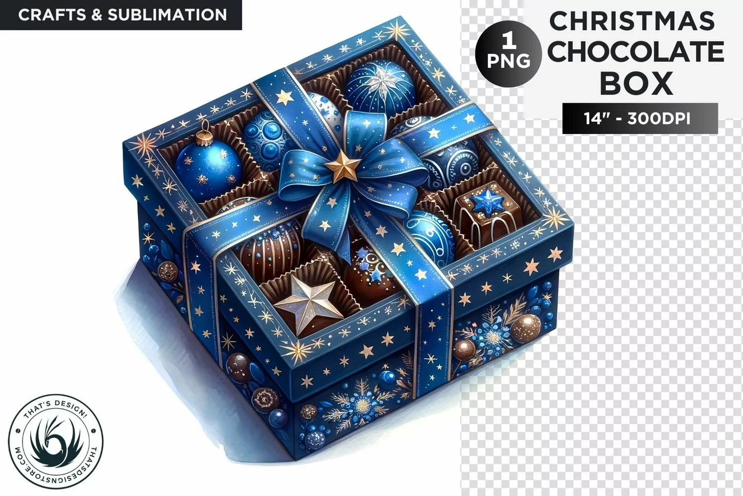 Festive Christmas Chocolate Box png clipart for sublimation product image 1