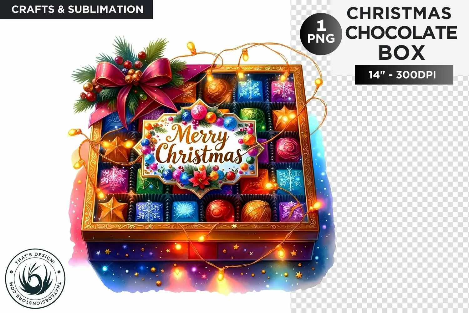 Festive Christmas Chocolate Box png clipart V2 product image 1