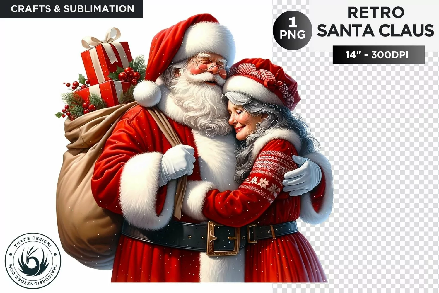 Santa claus with Ms Santa Christmas PNG product image 1