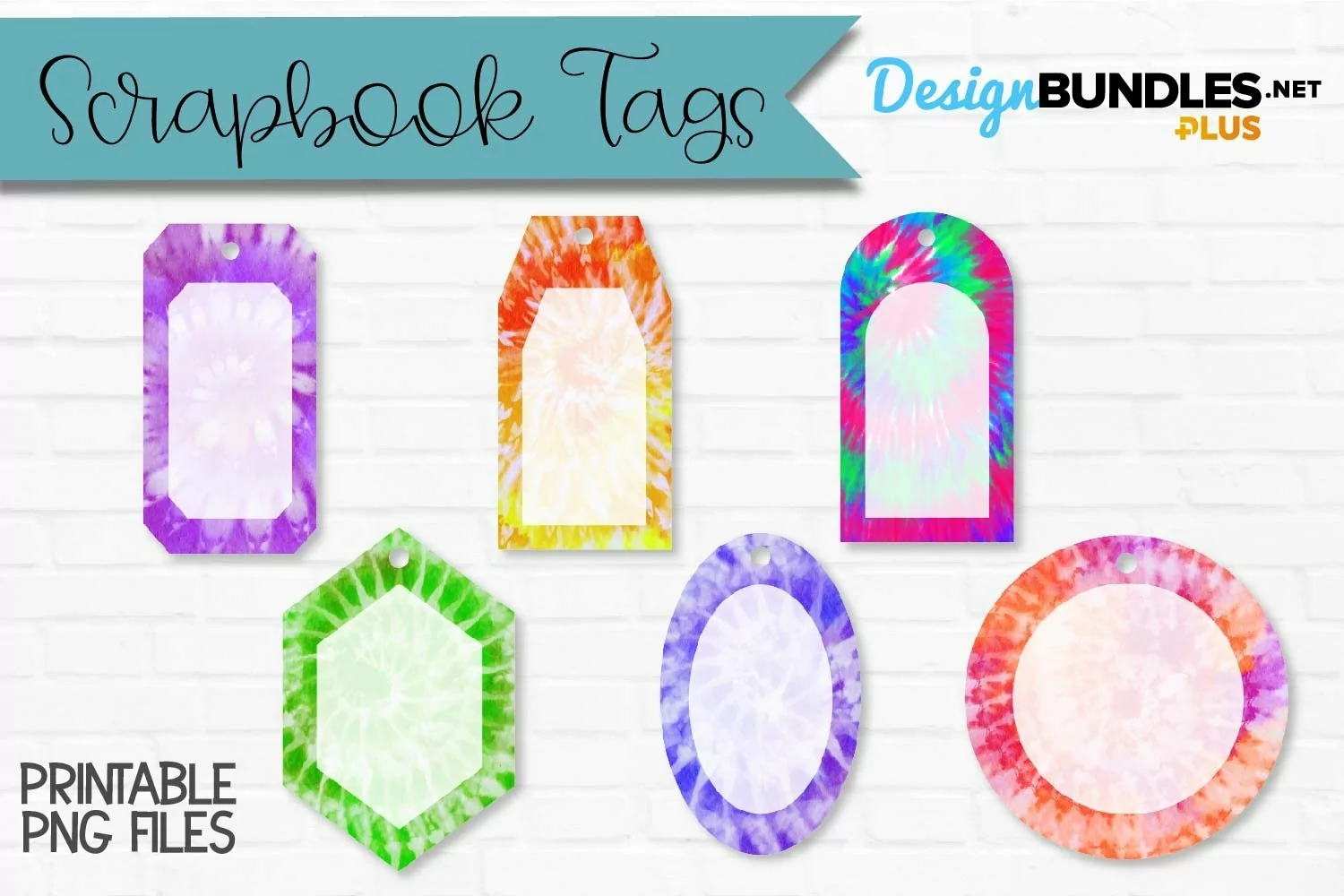 Tie Dye Scrapbook Tags | Bright Gift Tags | Wine Labels product image 1