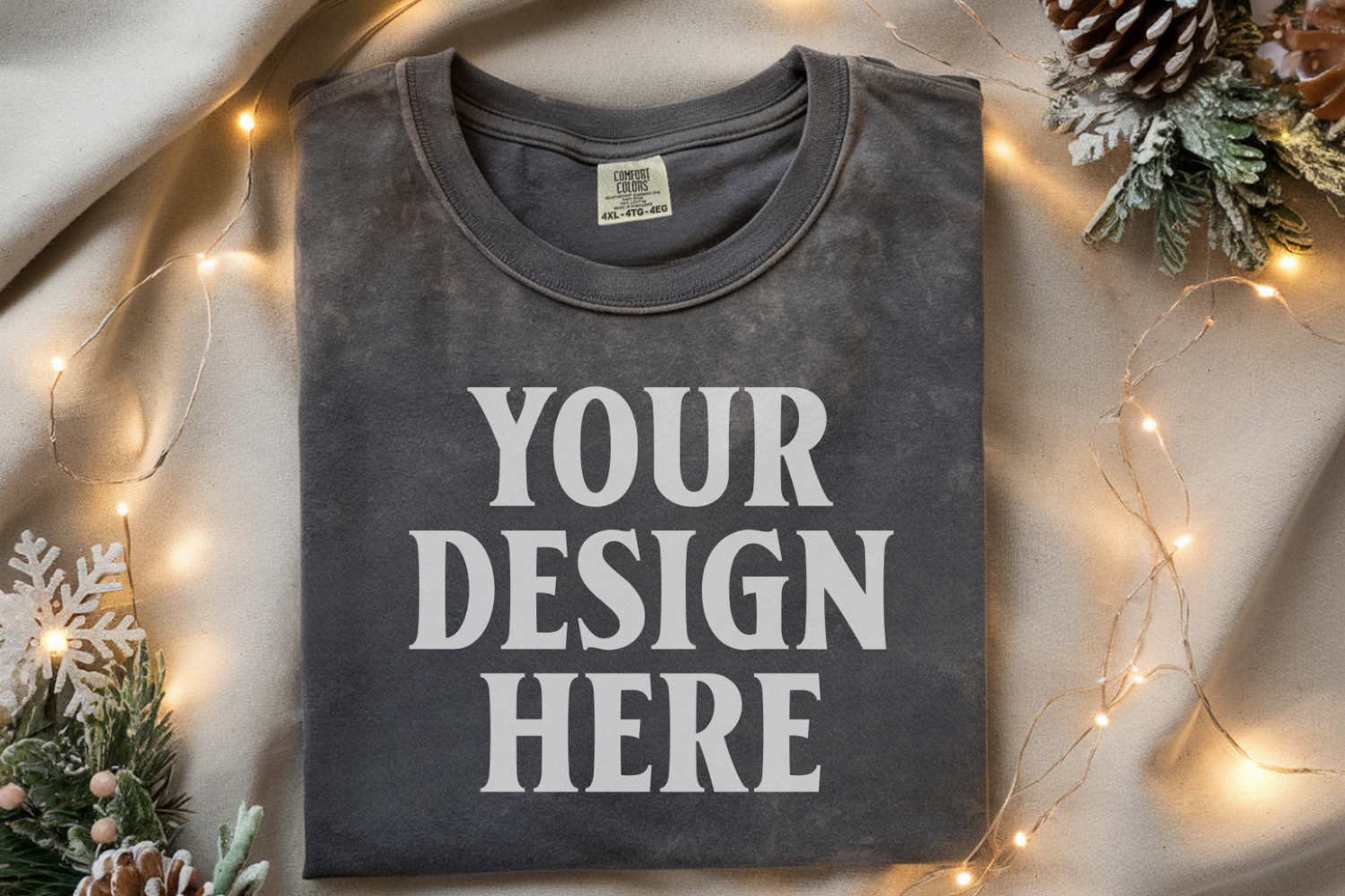 Pepper Comfort Colors 1717 Christmas Folded T-Shirt Mockup product image 1