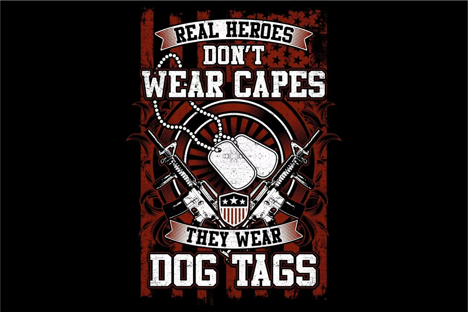 Real Heroes Wear Dog Tags - Illustration Military Veteran product image 1