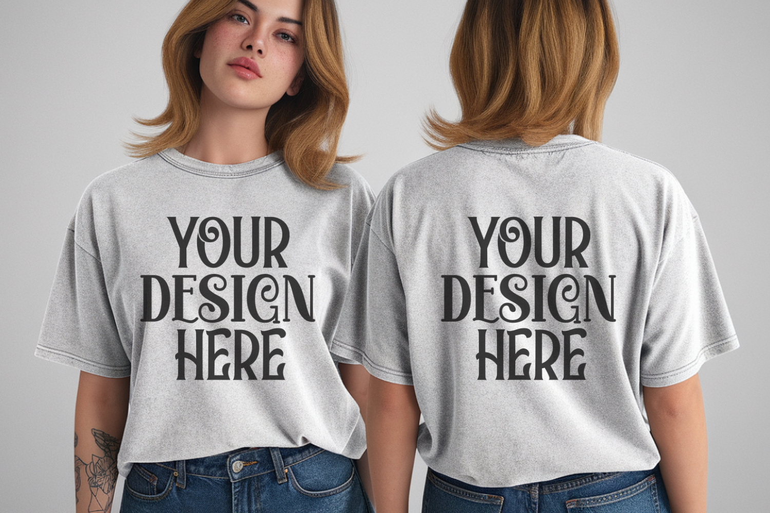 White Comfort Colors 1717 Front & back T shirt Mockup product image 1
