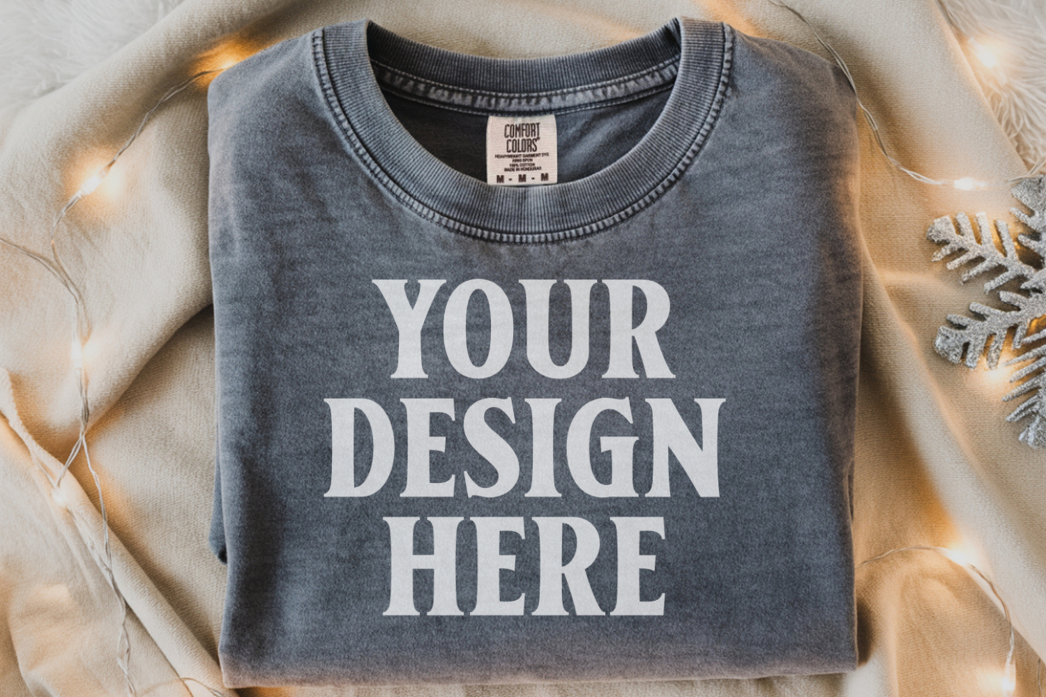 Pepper Comfort Colors 1717 Christmas Folded T-Shirt Mockup product image 1