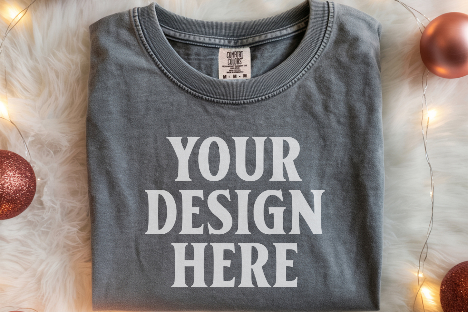 Pepper Comfort Colors 1717 Christmas Folded T-Shirt Mockup product image 1
