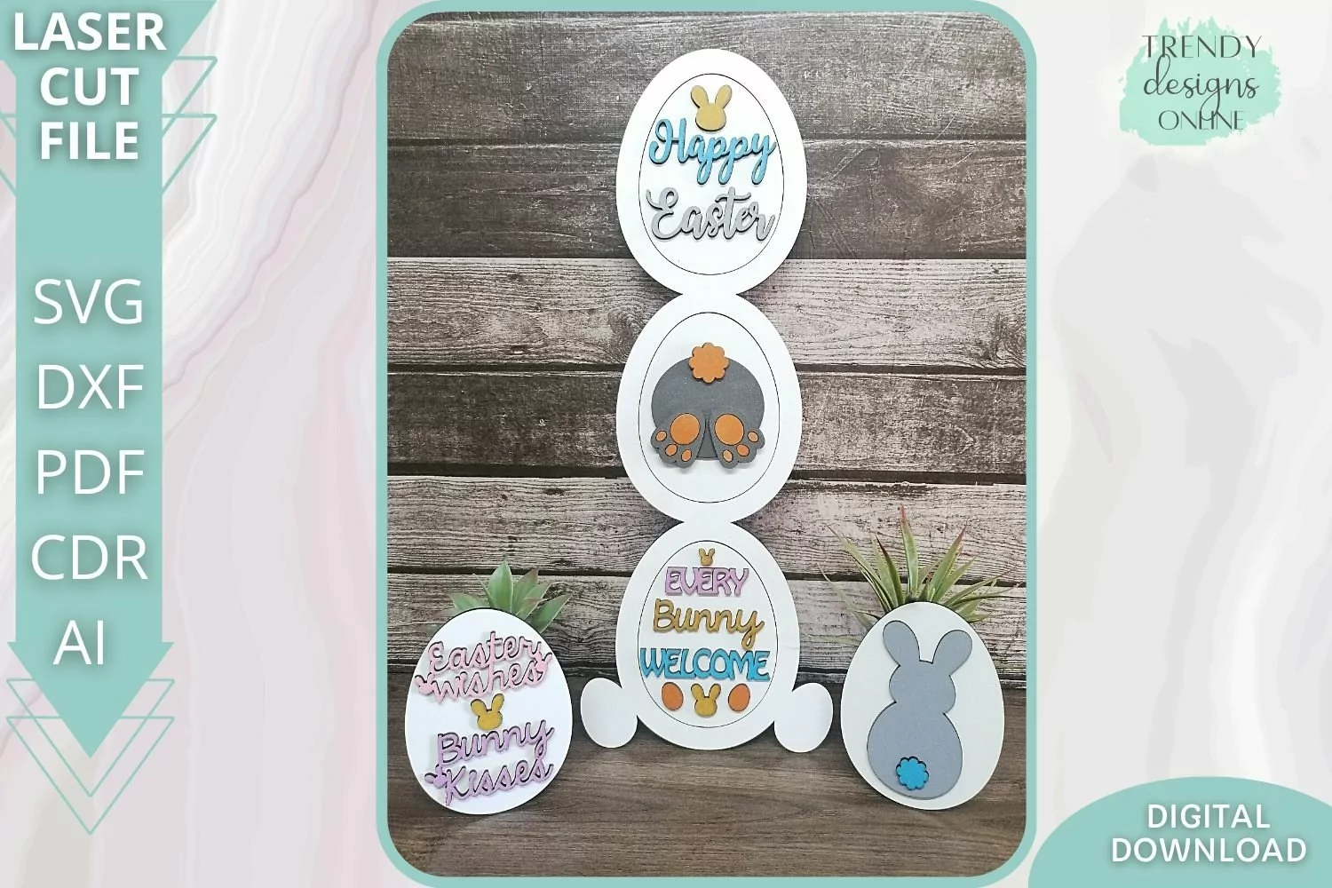 Easter Shelf Sitter Interchangeable Leaning stand Laser cut product image 1