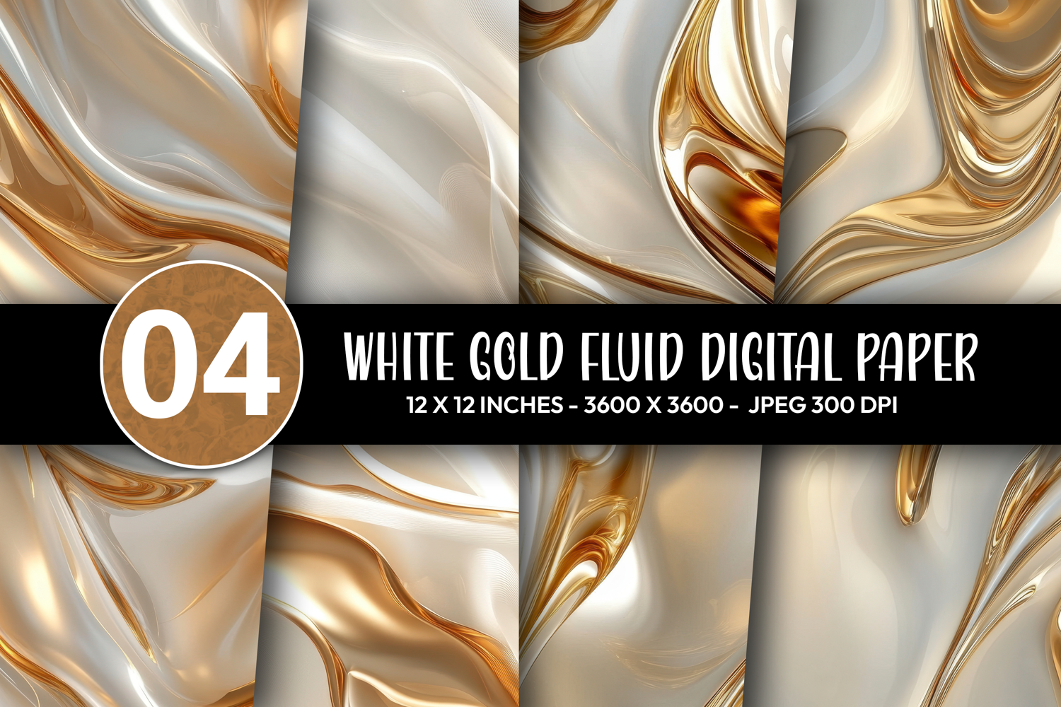 White Gold Fluid Digital Paper product image 1