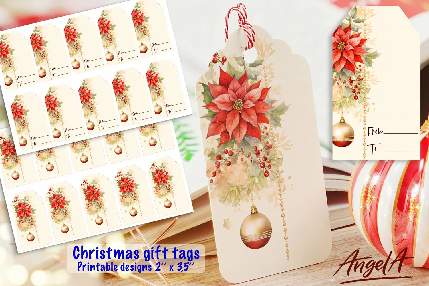 Christmas gift tags, Merry Christmas printable tags, winter product image 1