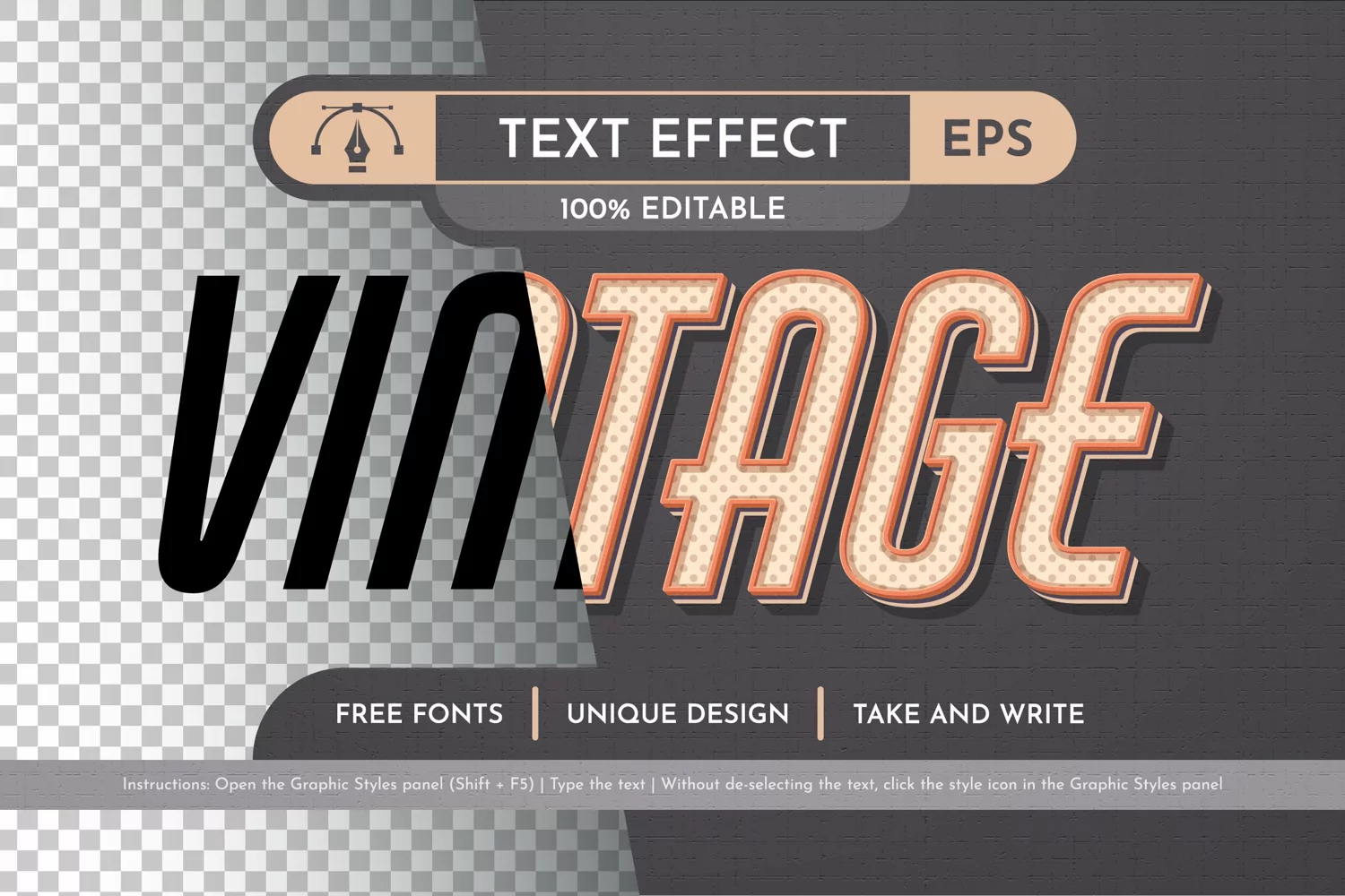 Vintage Editable Text Effect, Graphic Style product image 1