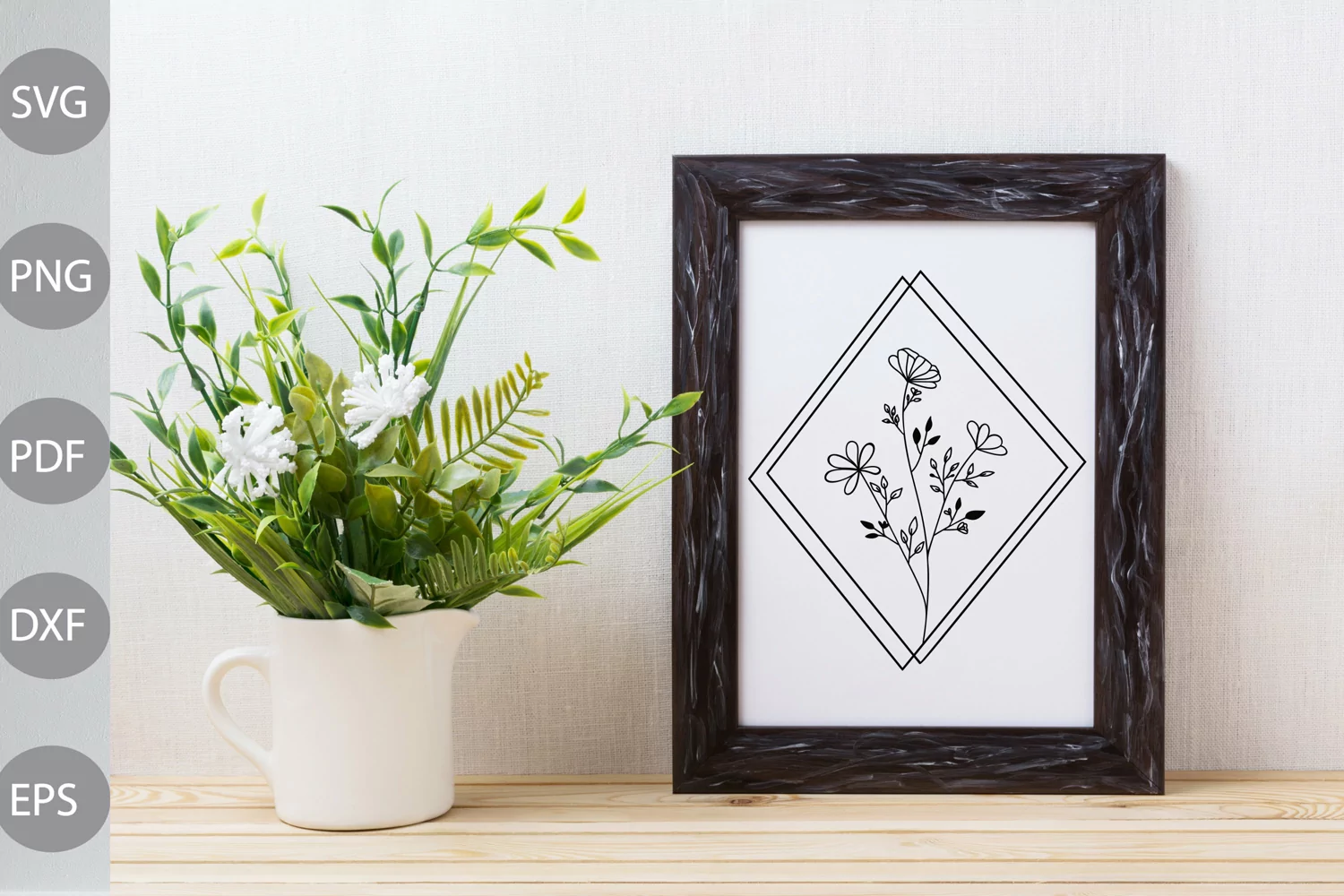 Diamond Wild flowers svg, Flower bouquet SVG Design product image 1