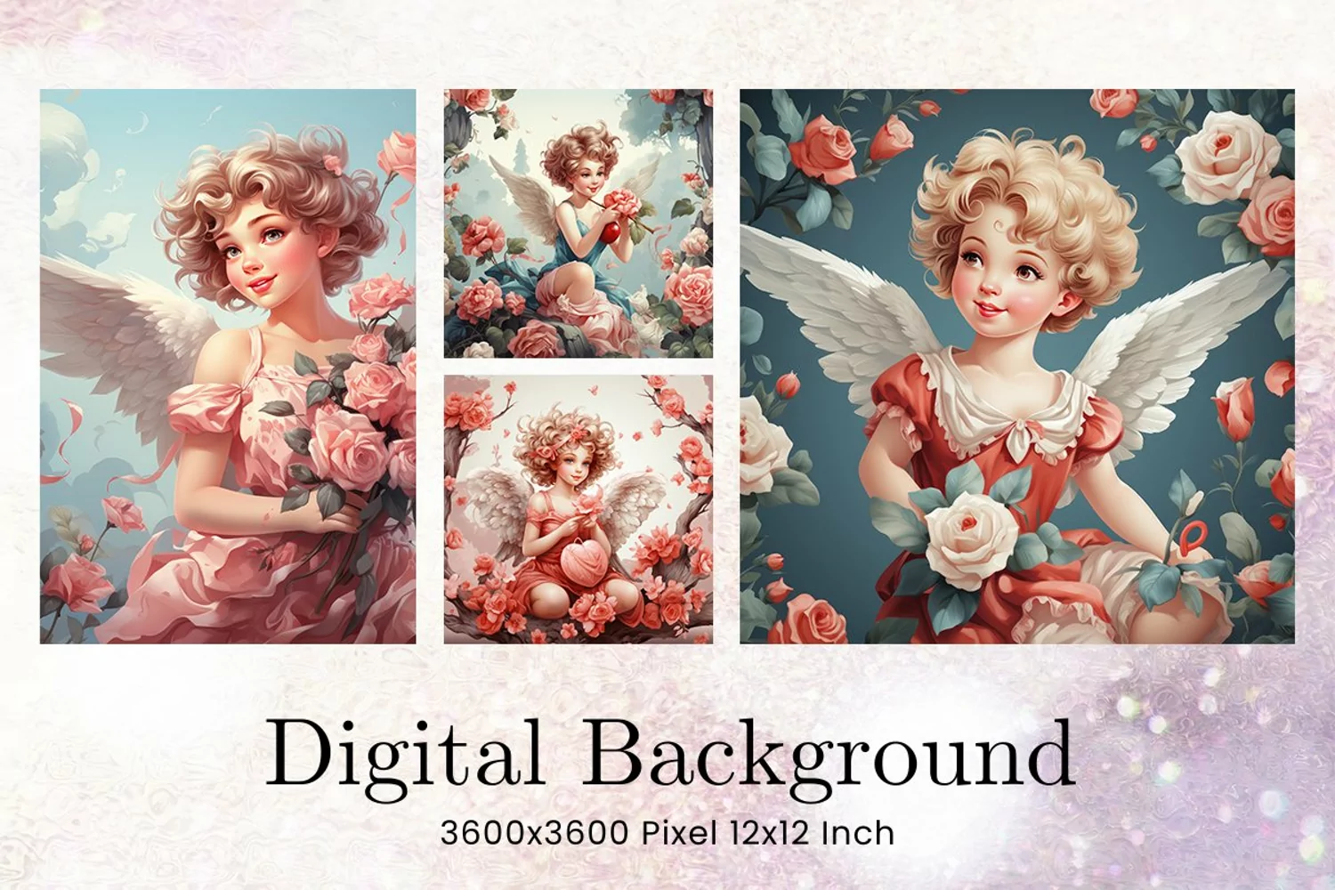 Angel Cupid Vintage Valentine Background Love Wallpaper product image 1