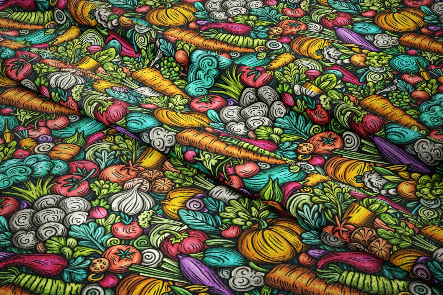 Vegetable Seamless Pattern | Doodle Vector Tile Background product image 1