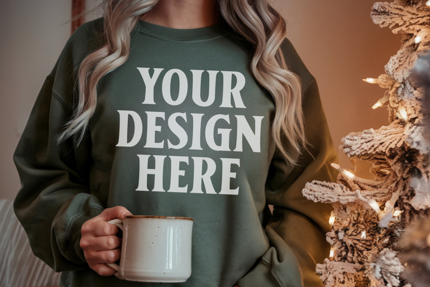 Comfort Colors 1566 Light Green Sweatshirt Mockup, Cozy Boho product image 1