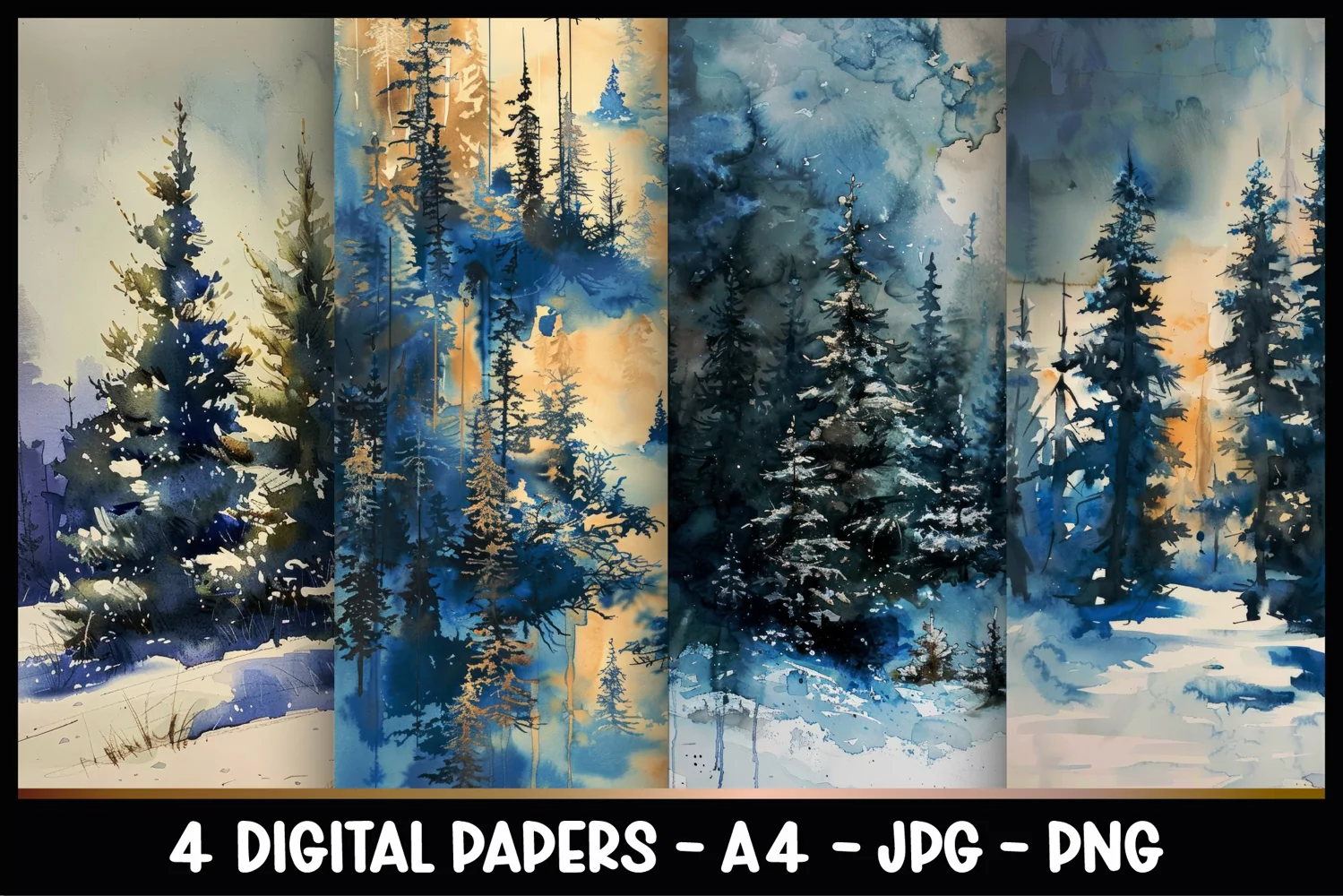 4 Winter Digital Papers I Christmas Junk Journal Pages product image 1