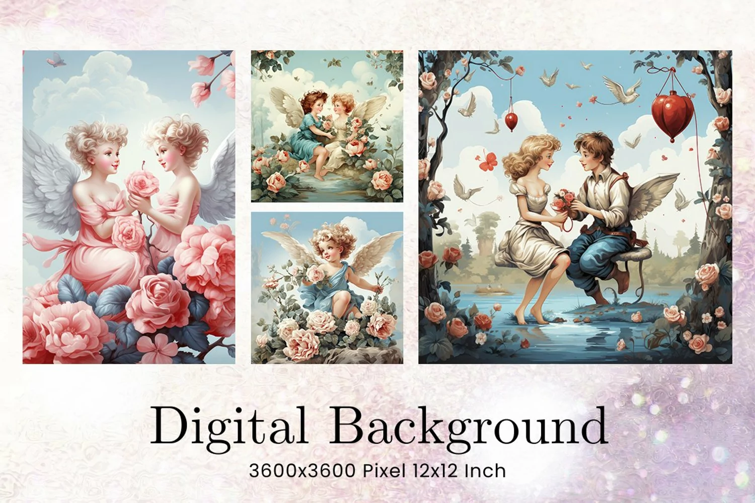 Angel Cupid Vintage Valentine Background Love Wallpaper product image 1