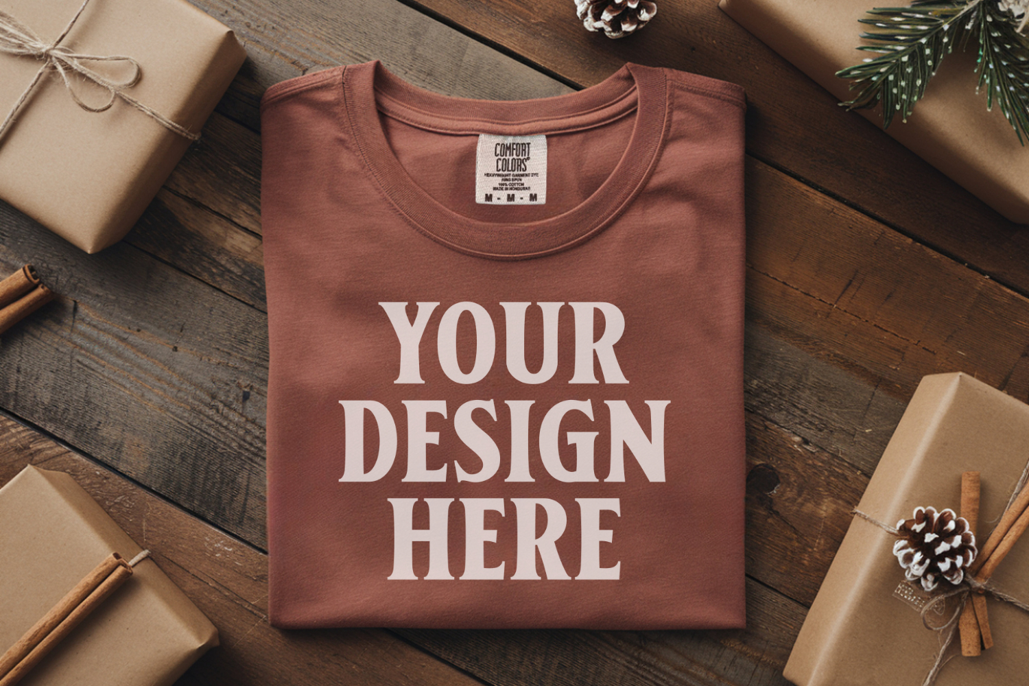 Terracotta Comfort Colors 1717 Christmas Folded T-Shirt Mock product image 1