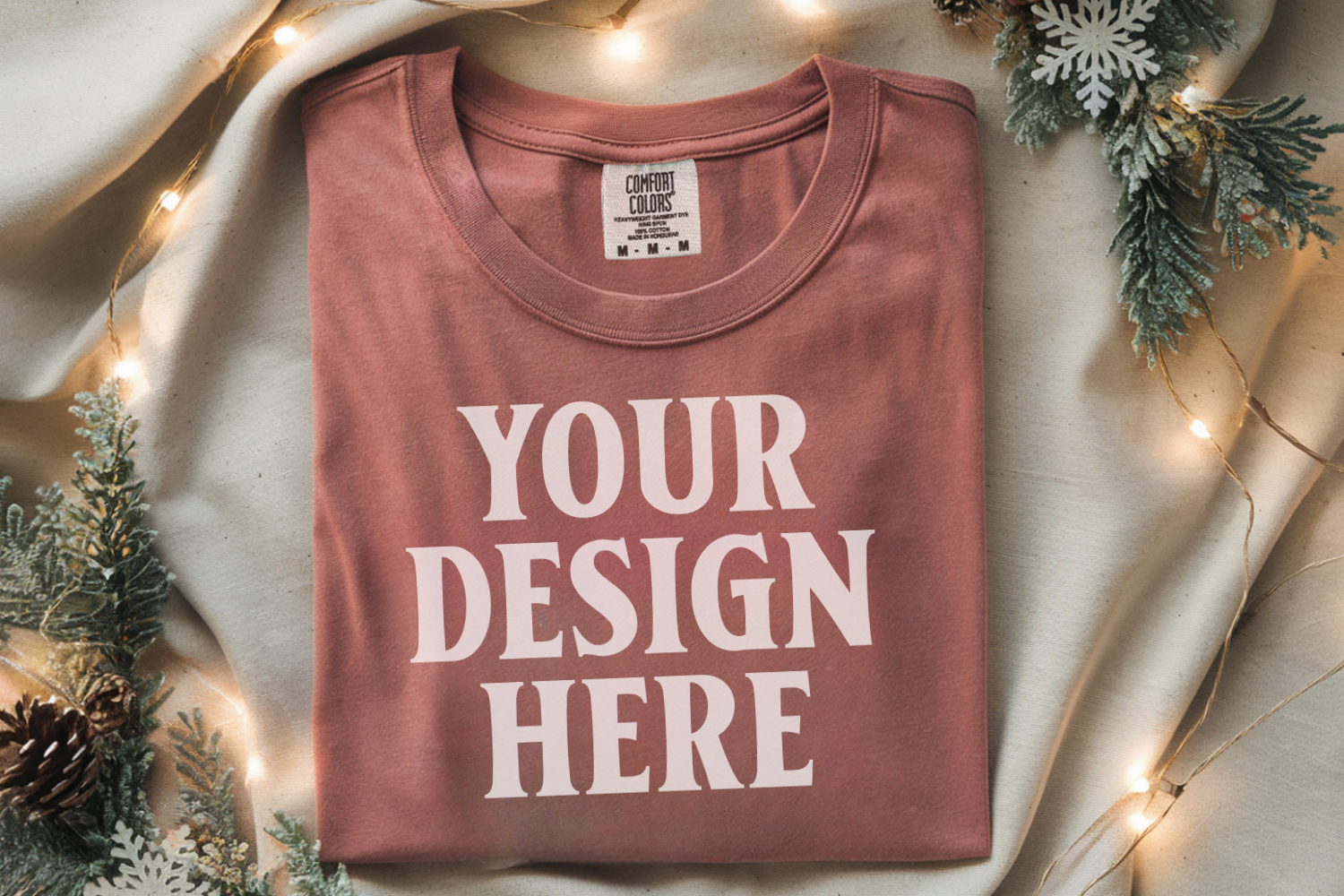 Terracotta Comfort Colors 1717 Christmas Folded T-Shirt Mock product image 1