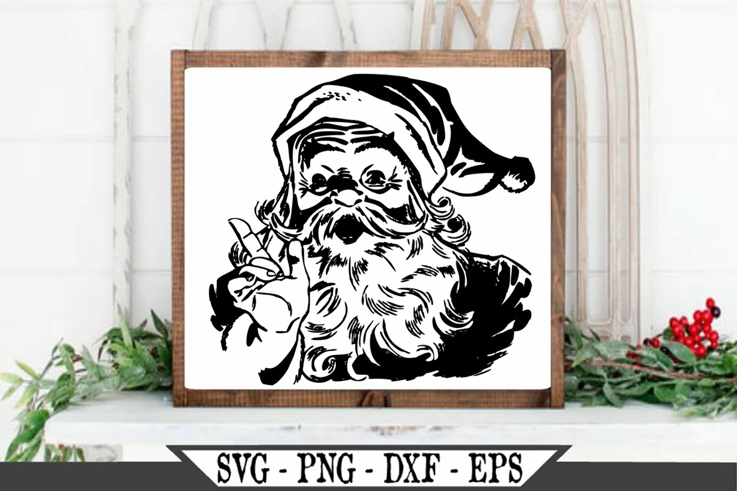 Merry Christmas Vintage Santa Claus SVG Graphic Design product image 1