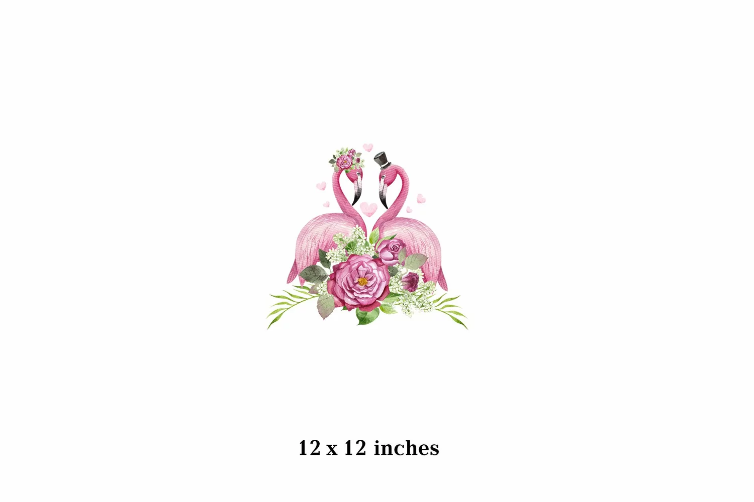 Watercolor pink flamingo wedding couple, Flamingo couple product image 1