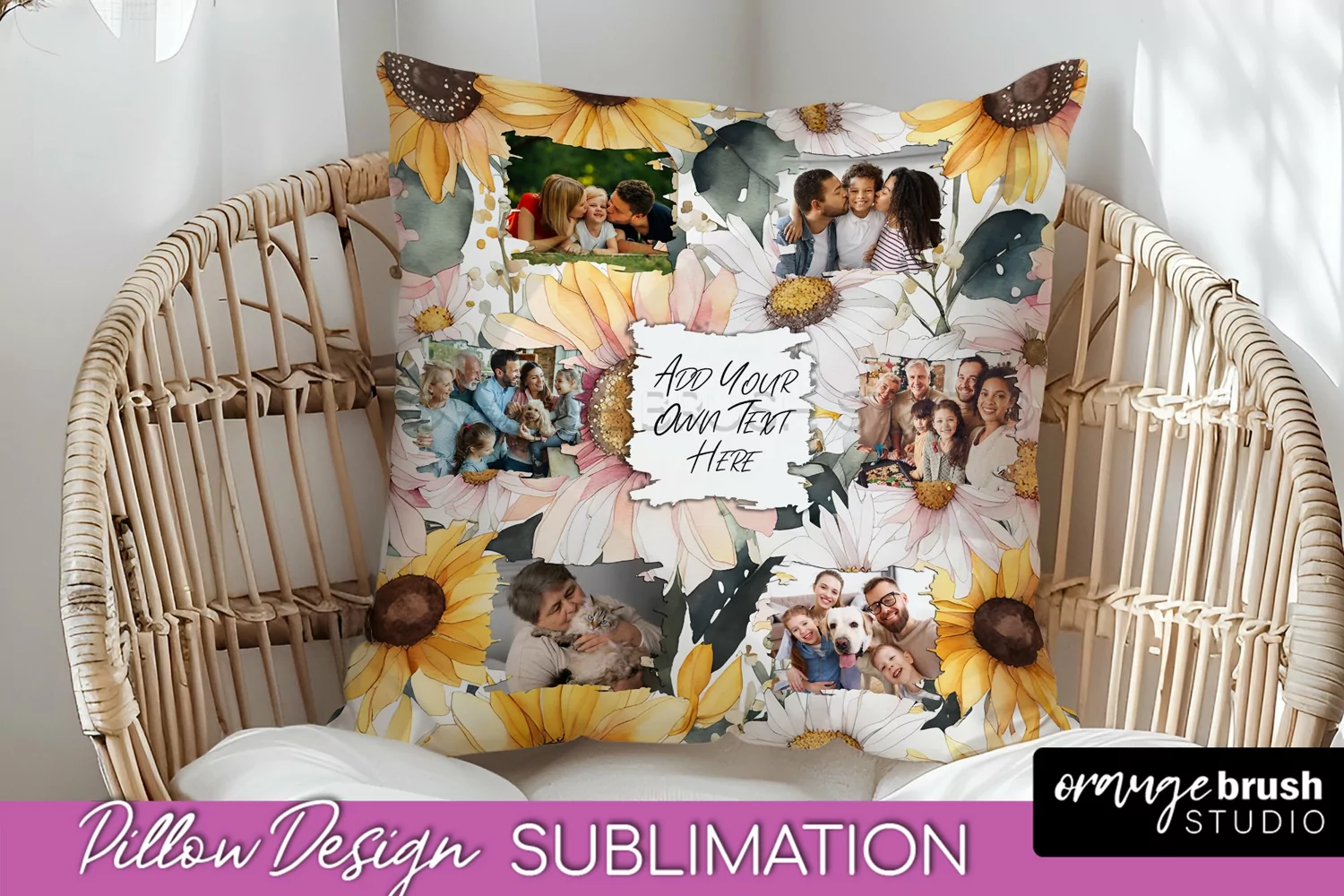 Family Photo Frame Pillow Sublimation - Floral Pillow Cover product image 1