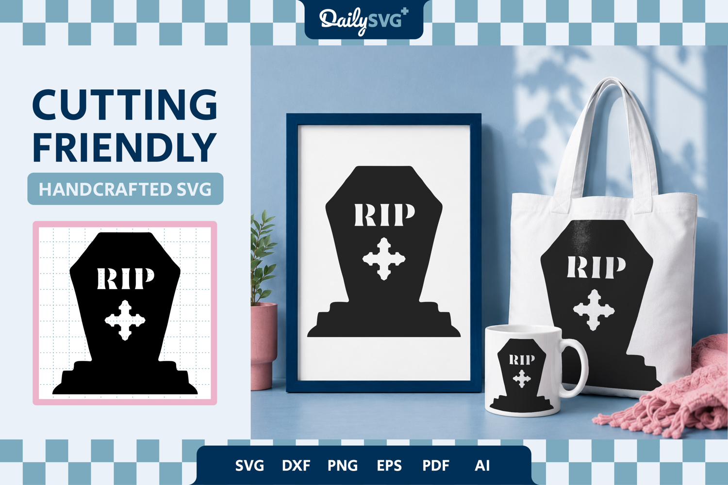 Tombstone Silhouette SVG Halloween Graveyard Cut File product image 1