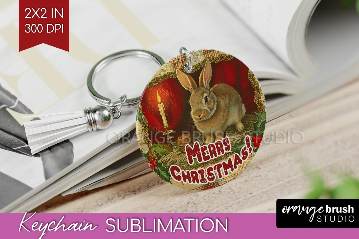 Vintage Christmas Keychain PNG - Xmas Keychain Sublimation product image 1