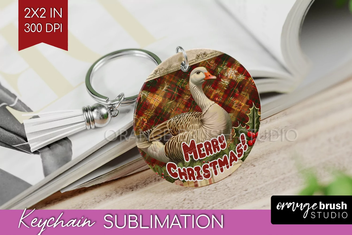 Vintage Christmas Keychain PNG - Xmas Keychain Sublimation product image 1